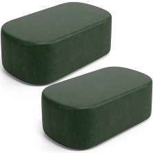 Kit 02 Puffs Decorativos Orgânicos Para Living Quarto 100cm Doha W01 Couríssimo Verde Musgo - Lyam Decor