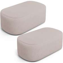 Kit 02 Puffs Decorativos Orgânicos Para Living Quarto 100cm Doha W01 Linho Bege - Lyam Decor