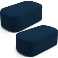Kit 02 Puffs Decorativos Orgânicos Para Living Quarto 100cm Doha W01 Suede Azul Marinho - Lyam Decor