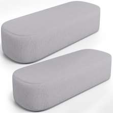 Kit 02 Puffs Decorativos Orgânicos Para Living Quarto 195cm Doha W01 Linho Cinza - Lyam Decor