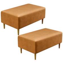 Kit 02 Puffs Decorativos Para Sala De Estar Cléo W01 Pés Palito 90 cm Courissímo Whisky - Lyam Decor
