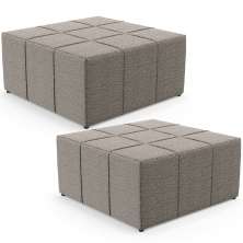 Kit 02 Puffs Decorativos Para Sala De Estar Quadrado Milano 90x90 W01 Bouclê Bege - Lyam Decor