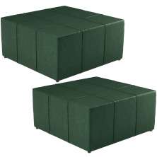Kit 02 Puffs Decorativos Para Sala De Estar Quadrado Milano 90x90 W01 Facto Verde Musgo - Lyam Decor