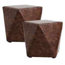 Kit 02 Puffs Decorativos Para Sala de Estar Ametista D02 Facto Marrom B-38 - Lyam Decor
