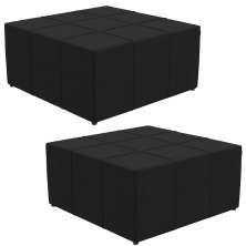 Kit 02 Puffs Decorativos Para Sala de Estar Quadrado Milano 90x90 W01 Suede Preto - Lyam Decor