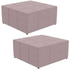 Kit 02 Puffs Decorativos Para Sala de Estar Quadrado Milano 90x90 W01 Suede Rosê - Lyam Decor