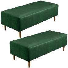 Kit 02 Puffs Decorativos Sala Estar Bali W01 Pés Palito 120x50cm Facto Verde Musgo - Lyam Decor