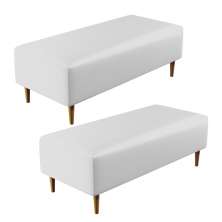 Kit 02 Puffs Decorativos Sala de Estar Bali W01 Pés Palito 120x50 cm Corano Branco - Lyam Decor