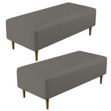 Kit 02 Puffs Decorativos Sala de Estar Bali W01 Pés Palito 120x50 cm Corano Cinza - Lyam Decor