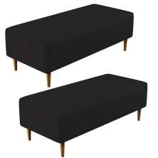 Kit 02 Puffs Decorativos Sala de Estar Bali W01 Pés Palito 120x50 cm Corano Preto - Lyam Decor