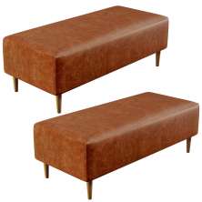 Kit 02 Puffs Decorativos Sala de Estar Bali W01 Pés Palito 120x50 cm Couríssimo Camel - Lyam Decor