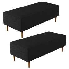 Kit 02 Puffs Decorativos Sala de Estar Bali W01 Pés Palito 120x50 cm Linho Chumbo - Lyam Decor