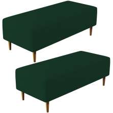 Kit 02 Puffs Decorativos Sala de Estar Bali W01 Pés Palito 120x50 cm Suede Verde Musgo - Lyam Decor
