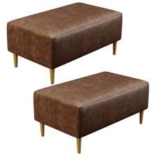 Kit 02 Puffs Decorativos Sala de Estar Cléo W01 Pés Palito 90 cm Couríssimo Marrom - Lyam Decor