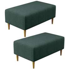 Kit 02 Puffs Decorativos Sala de Estar Cléo W01 Pés Palito 90 cm Linho Verde Musgo - Lyam Decor
