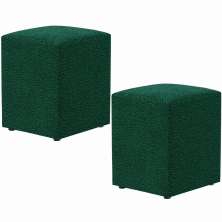 Kit 02 Puffs Quadrado Decorativo L02 Bouclê Verde - Lyam Decor