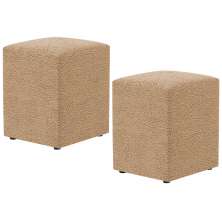 Kit 02 Puffs Quadrado Decorativo Sala De Estar L02 Bouclê Mostarda - Lyam Decor