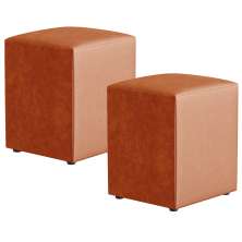 Kit 02 Puffs Quadrado L02 Decorativo Couríssimo Camel - Lyam Decor