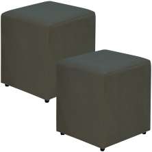 Kit 02 Puffs Quadrado L02 Decorativo Sala de Estar Suede Cinza - Lyam Decor