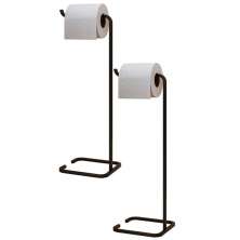 Kit 02 Suportes Papeleira De Chão Para Banheiro Lavabo Set Aço Multiuso D01 Preto Fosco - Lyam Decor