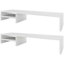 Kit 02 Suportes Para Monitor Stand Home Office Lap 90 cm L03 Branco - Lyam