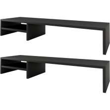 Kit 02 Suportes Para Monitor Stand Home Office Lap 90 cm L03 Preto - Lyam