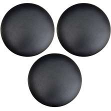 Kit 03 Assentos Redondo Banqueta Cadeira Estofados Poltronas H02 Corino Preto 39 cm - Lyam Decor