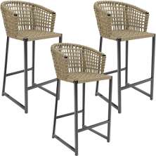 Kit 03 Banqueta Para Área Gourmet Cozinha Varanda Corda Náutica Porto D04 Bege - Lyam Decor