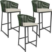 Kit 03 Banqueta Para Área Gourmet Cozinha Varanda Corda Náutica Sunset D04 Verde - Lyam Decor