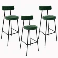 Kit 03 Banquetas Alta Bar Cozinha Sala De Jantar Em Aço Milão F01 Facto Verde Musgo - Lyam Decor