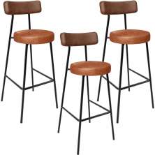 Kit 03 Banquetas Alta Bar Cozinha Sala De Jantar Milão L02 Couríssimo Marrom Camel - Lyam Decor