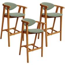 Kit 03 Banquetas Alta Para Cozinha Bancada Bar Sala de Jantar Fixa Cecília L02 Bouclê Oliva - Lyam