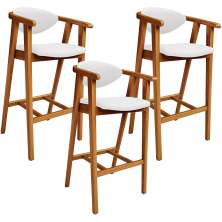 Kit 03 Banquetas Alta Para Cozinha Bancada Bar Sala de Jantar Fixa Cecília L02 Facto Branco - Lyam