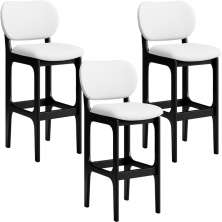 Kit 03 Banquetas Alta Para Cozinha Madeira Fixa Betta L02 Preto Facto Branco - Lyam Decor
