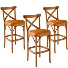 Kit 03 Banquetas Altas Cozinha Bancada Bar Sala Jantar Estofada Ávila L02 Couríssimo Whisky - Lyam