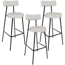 Kit 03 Banquetas Altas Cozinha Bar Sala De Jantar Em Aço Milão L02 Bouclê Cru - Lyam Decor
