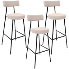 Kit 03 Banquetas Altas Cozinha Bar Sala De Jantar Em Aço Milão L02 Suede Bege - Lyam Decor