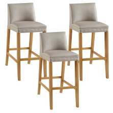 Kit 03 Banquetas Altas Estofada Para Cozinha Sala De Jantar Fixa Maitê B05 Facto Bege - Lyam Decor