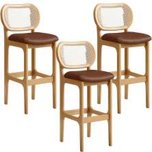 Kit 03 Banquetas Altas Para Cozinha Bancada Sala Tela Betta Fixa L02 Couríssimo Marrom - Lyam