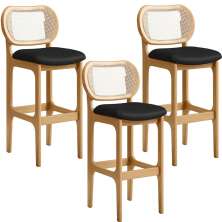 Kit 03 Banquetas Altas Para Cozinha Bancada Sala Tela Betta Fixa L02 Couríssimo Preto - Lyam