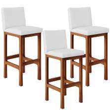 Kit 03 Banquetas Altas Para Cozinha Sala De Jantar Fixa Alya L02 Facto Branco - Lyam Decor