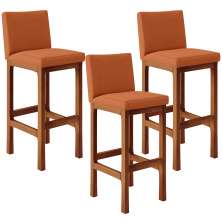 Kit 03 Banquetas Altas Para Cozinha Sala De Jantar Fixa Alya L02 Tecido Terracota - Lyam Decor