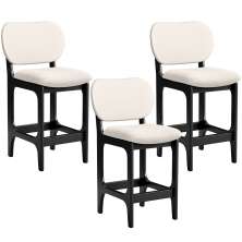 Kit 03 Banquetas Baixa Bar Cozinha E Sala De Jantar Fixa Betta L02 Preto Linho Cru - Lyam Decor