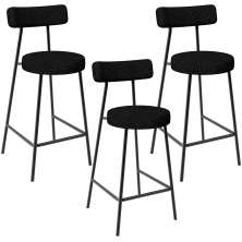 Kit 03 Banquetas Baixa Para Cozinha Sala De Jantar Bancada Milão L02 Linho Chumbo - Lyam Decor