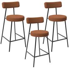 Kit 03 Banquetas Baixa Para Cozinha Sala De Jantar Bar Milão L02 Bouclê Terracota - Lyam Decor