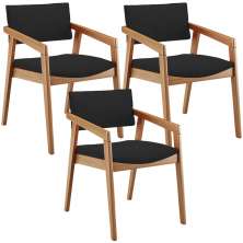 Kit 03 Cadeiras Para Sala de Jantar Estar Living Giorgia L02 Suede Preto - Lyam Decor