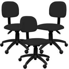Kit 03 Cadeiras de Escritório Giratória Executiva Ergonômica Economy M02 Corano Preto - Lyam Decor