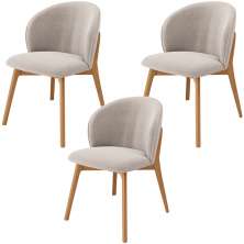 Kit 03 Cadeiras de Jantar e Estar Living Estofada Mia L02 Bouclê Bege - Lyam Decor