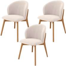 Kit 03 Cadeiras de Jantar e Estar Living Estofada Mia L02 Suede Bege - Lyam Decor