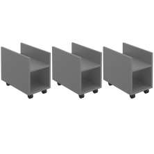 Kit 03 Suportes Para Cpu E Nobreak Com Rodízios Guide L03 Cinza - Lyam